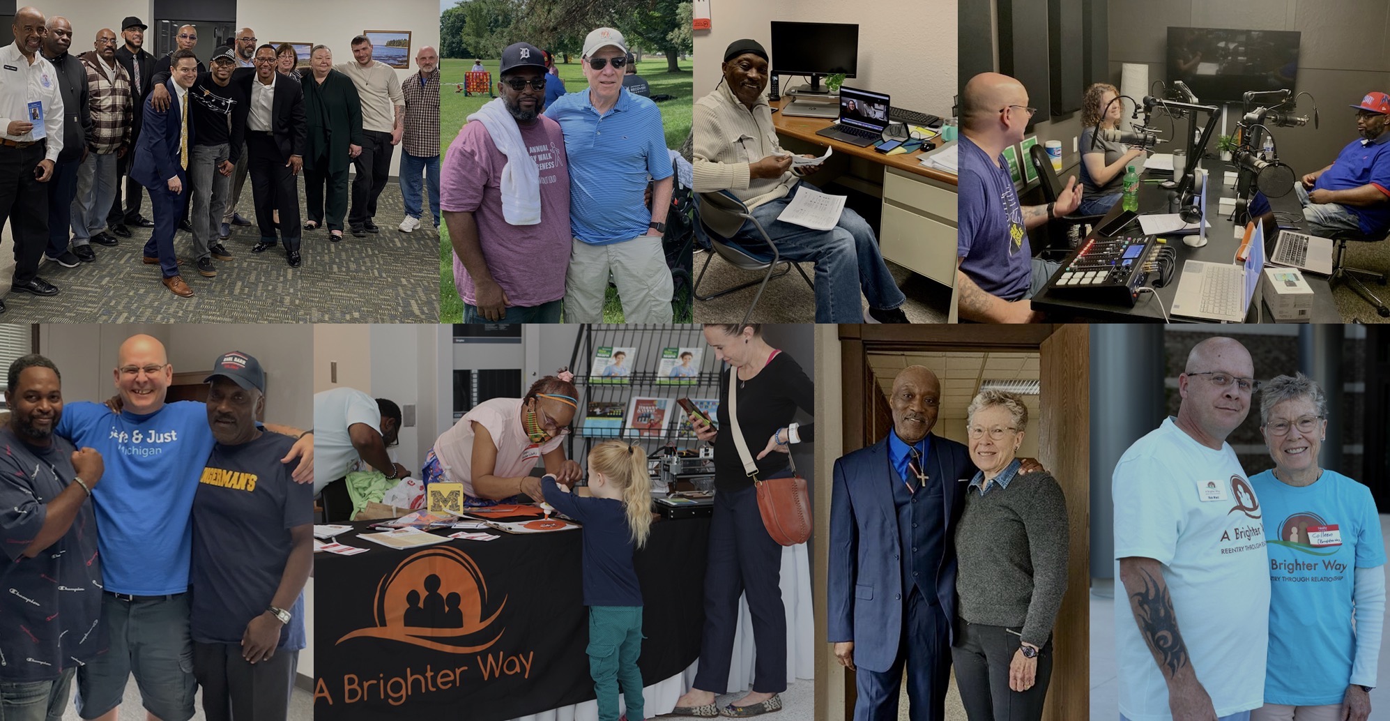 team members and community members and released formerly incarcerated individuals at A Brighter Way receiving help and services